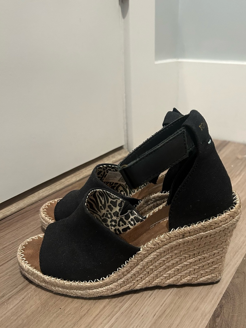 Toms Black Espadrille Wedge Sandals